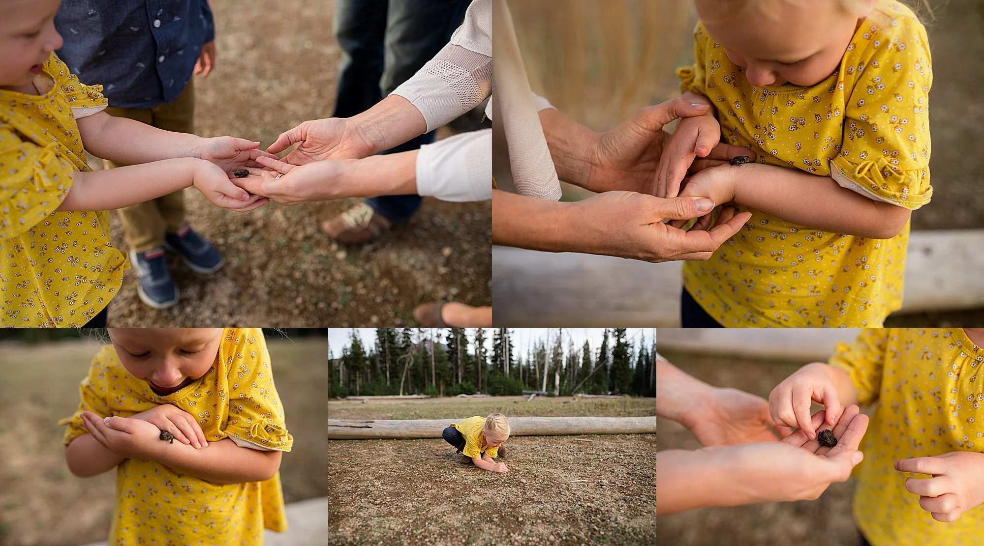 kids playing with frog, bend oregon