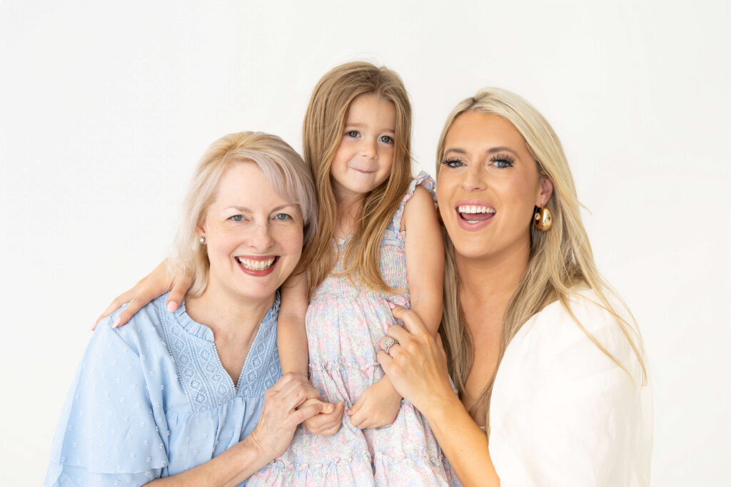 Timeless studio family portrait capturing three generations together during a Jacksonville mommy and me session with Tracy Lynn Photography